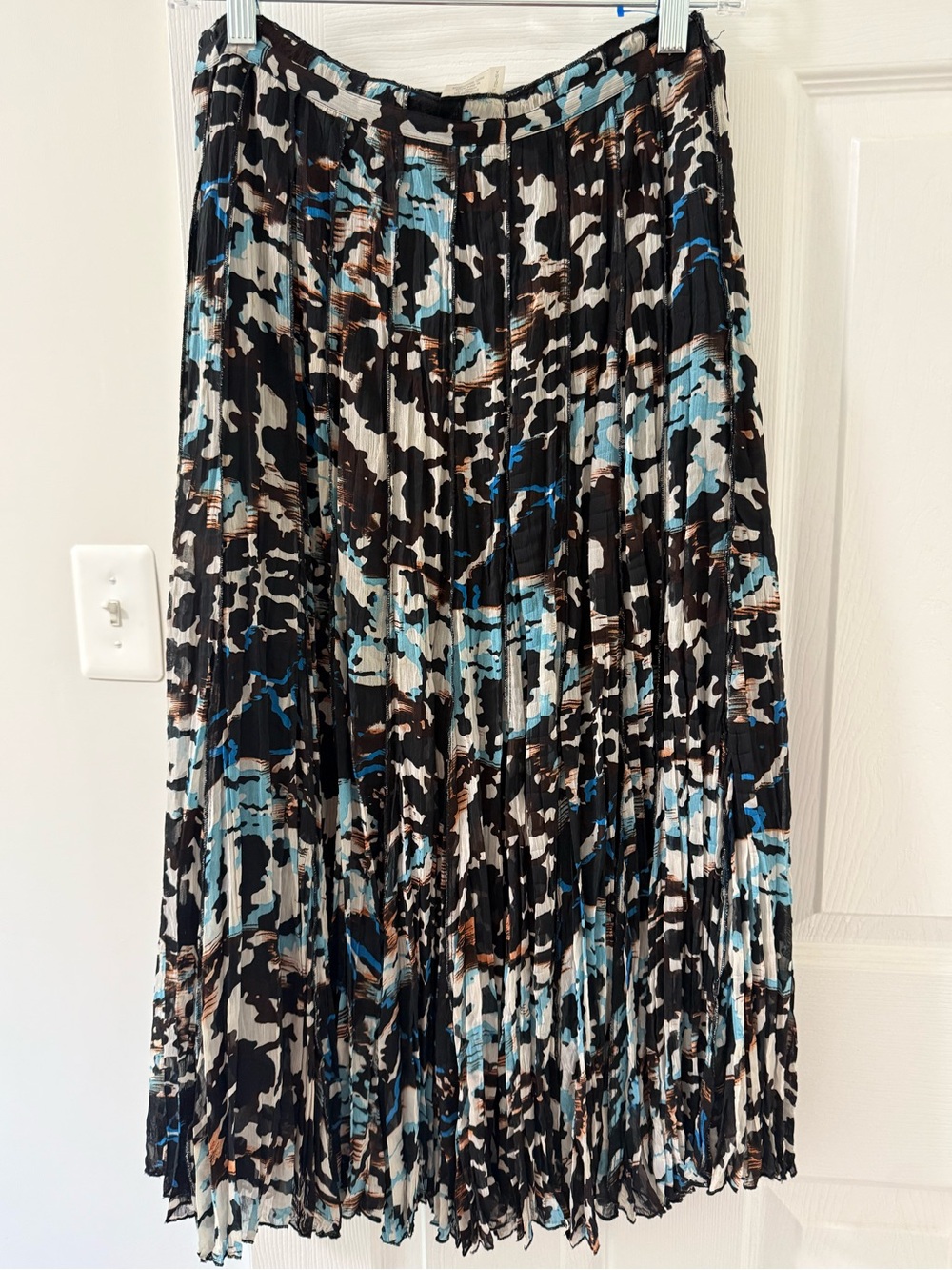 Vintage Y2K Alberto Makali Multicolor Lined Pleated Midi Skirt Boho Womens 4